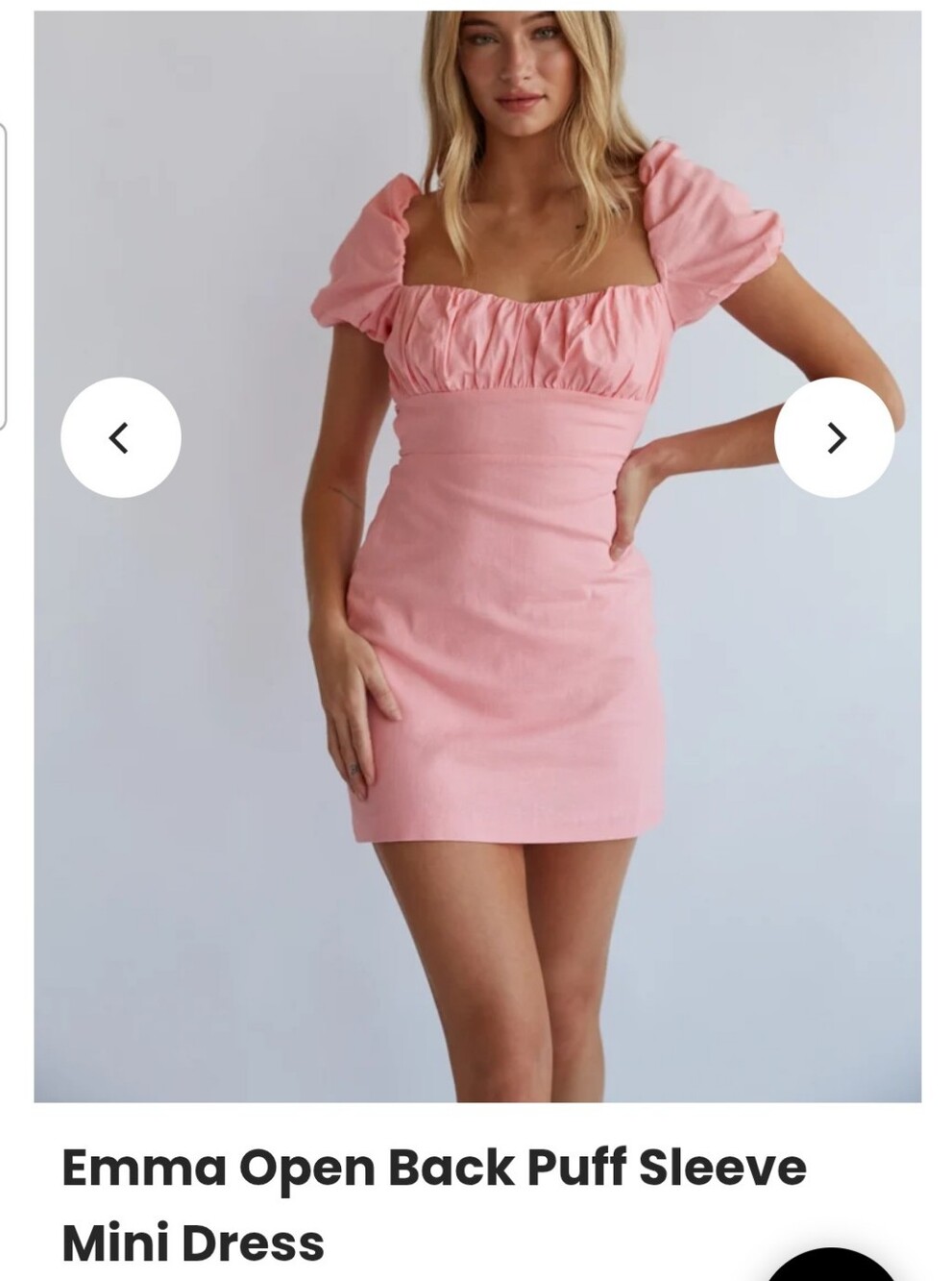 Emma Open Back Puff Sleeve Mini Dress - Pink
